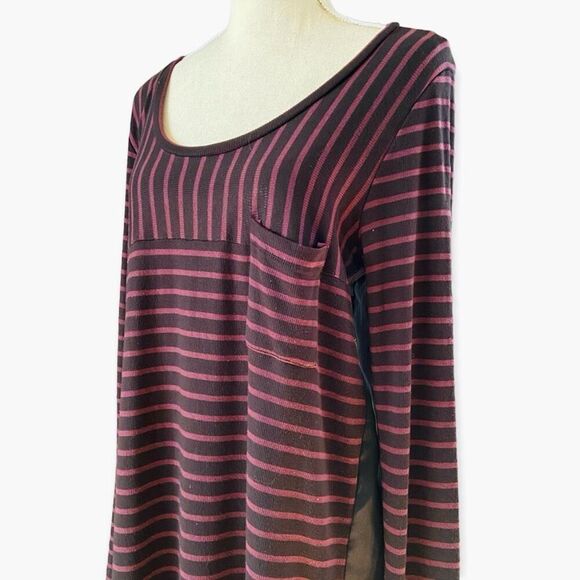 Heather by Bordeaux Pleated Back Striped Long Sleeve Loose Fit Top S - Picture 3 of 7
